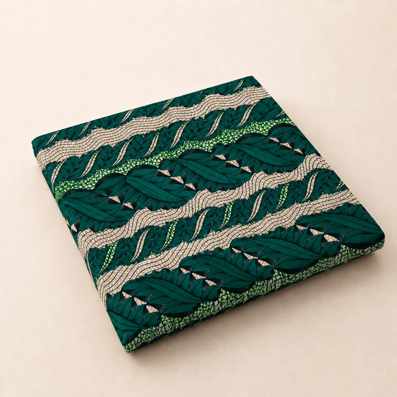 Vagues Tropicales - Tissu Wax Essentiel Ronvital 100% Coton - Vert Émeraude