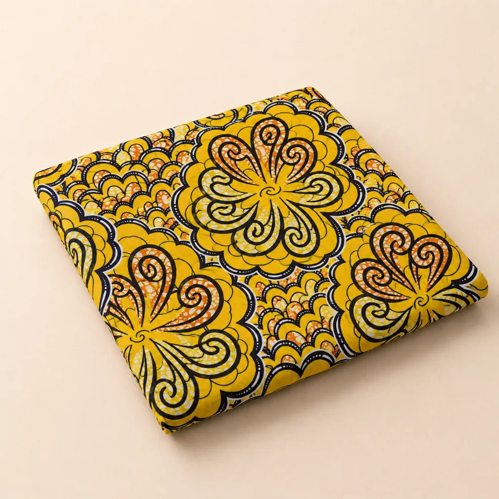 [wax40-014] Soleil d'Afrique - Tissu Wax Signature Super Africo 100% Coton - Jaune, Orange et Noir